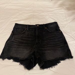 High Rise Black Denim Shorts